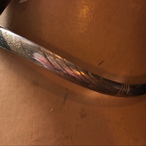 ABALONE HEART STERLING SILVER 925 BANGLE BRACELET - Picture 4 of 5